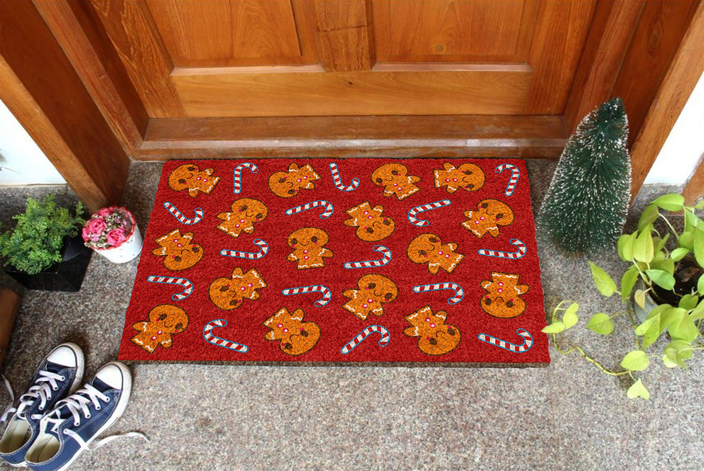 Gingerbread and Peppermint Door Mat, Peppermint Christmas Coir Mat, Front Door Mat, Outdoor Mats, Funny Doormat, Welcome Mats, Coir Mats
