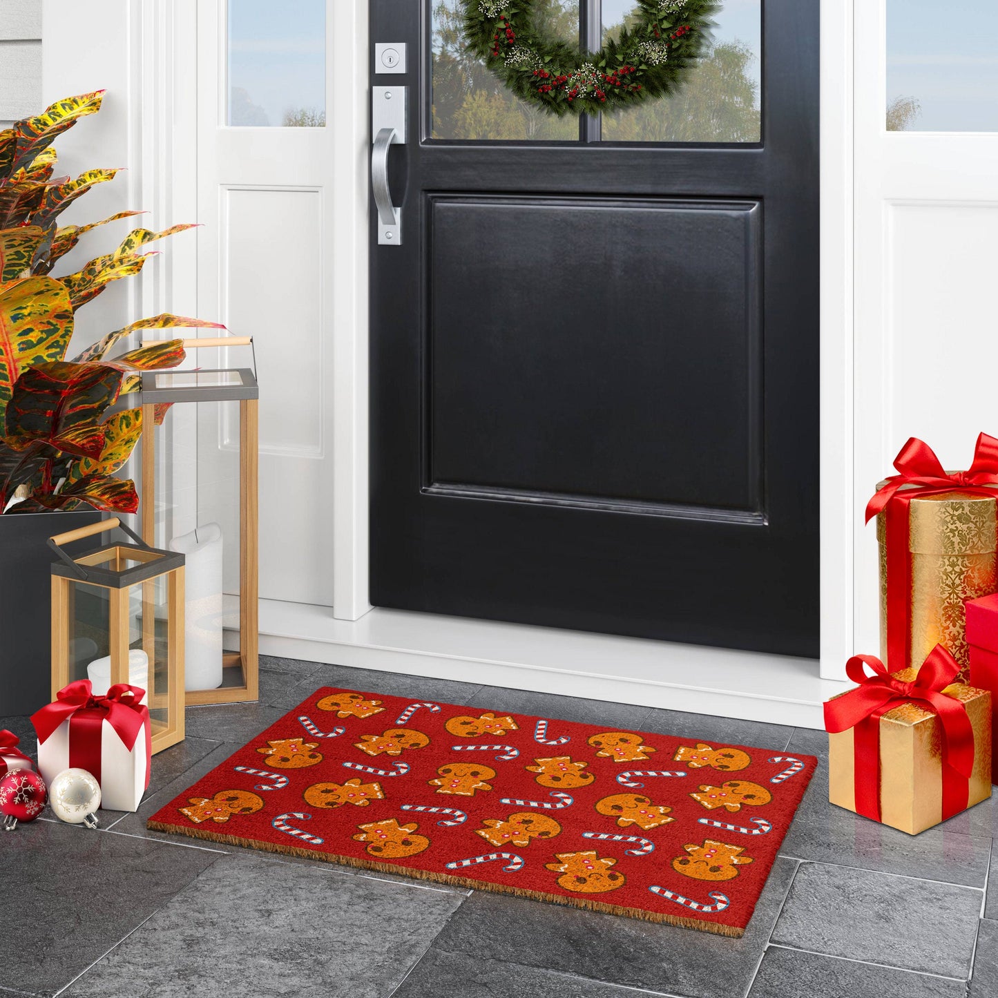Gingerbread and Peppermint Door Mat, Peppermint Christmas Coir Mat, Front Door Mat, Outdoor Mats, Funny Doormat, Welcome Mats, Coir Mats