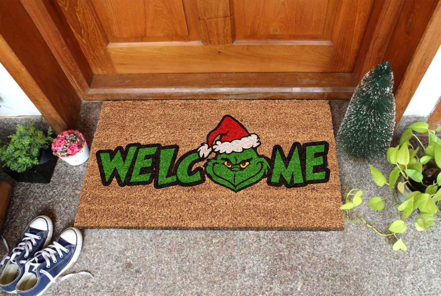 Christmas Grinch Welcome, Christmas Snow Coir Door Mat, Front Door Mat, Outdoor Mats, Grinch Funny Doormat, Welcome Mats, Coir Mats