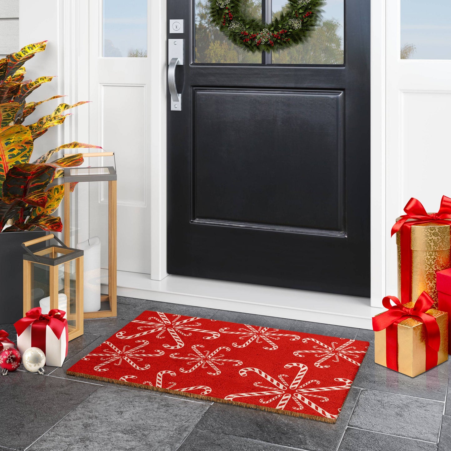 Christmas Peppermints, Christmas Snow Coir Door Mat, Front Door Mat, Outdoor Mats, Funny Doormat, Welcome Mats, Coir Mats