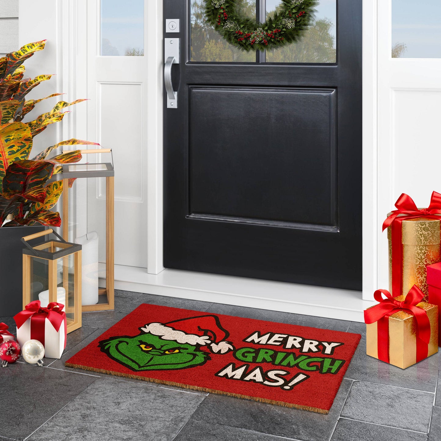 Christmas Merry Grinchmas, Christmas Snow Coir Door Mat, Front Door Mat, Mats, Grinchmas Funny Doormat, Welcome Mats, Coir Mats