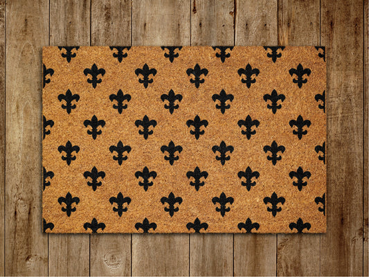 Fleur de Lis Door Mat, Vertical Stripes Door Mats, Funny Doormat, Welcome Outdoor Coir Mats Gift Doormat Housewarming Gift