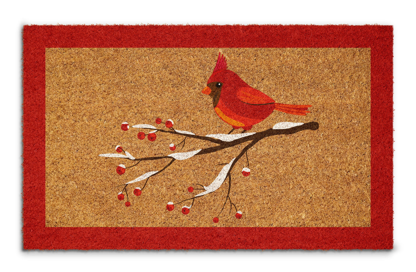 Christmas Cardinal Bird, Christmas Snow Coir Door Mat, Front Door Mat, Outdoor Mats, Funny Doormat, Welcome Mats, Coir Mats