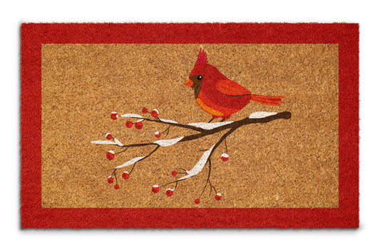 Christmas Cardinal Bird, Christmas Snow Coir Door Mat, Front Door Mat, Outdoor Mats, Funny Doormat, Welcome Mats, Coir Mats