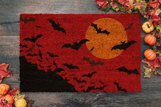 Halloween Bats Night, Coir Door Mat, Welcome Mat, Front Door Mat, Outdoor Mats, Funny Doormat, Fall Welcome Mats, Coir Mats
