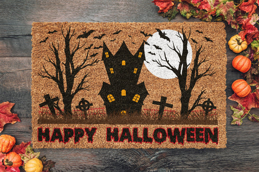 Happy Halloween, Coir Door Mat, Happy Halloween Welcome Mat, Front Door Mat, Outdoor Mats, Funny Doormat, Fall Welcome Mats, Coir Mats