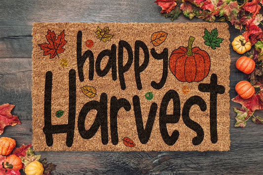 Fall Happy Harvest Mat, Coir Door Mat, Welcome Happy Harvest Mat, Front Door Mat, Outdoor Mats, Funny Doormat, Fall Welcome Mats, Coir Mats