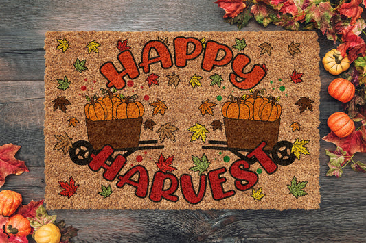 Fall Happy Harvest, Coir Door Mat, Welcome Mat, Front Door Mat, Outdoor Mats, Funny Doormat, Fall Welcome Happy Harvest Mats, Coir Mats