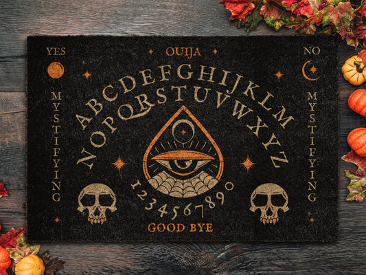 Halloween Skeleton Ouija Board Coir Door Mat, Welcome Halloween Front Door Mat, Outdoor Mats Funny Doormat, Halloween Decor Mat
