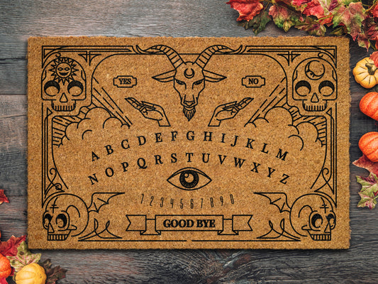 Halloween Classic Ouija Board Coir Door Mat, Welcome Halloween Front Door Mat, Outdoor Mats Funny Doormat, Halloween Decor Mat