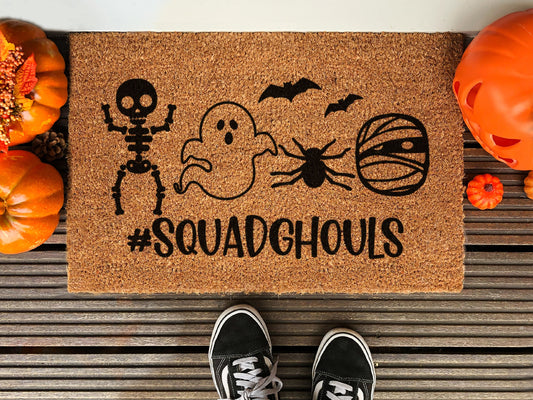 Halloween Squad Ghouls Funny Doormat, Coir Door Mat, Welcome Witches Mat, Front Door Mat, Outdoor Mats, Funny Doormat, Fall Welcome Coir Mat