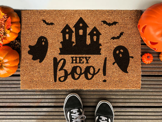 Happy Halloween Boo Doormat, Coir Door Mat, Welcome Mat, Front Door Mat, Outdoor Mats, Funny Doormat, Fall Welcome Mats, Halloween Coir Mats