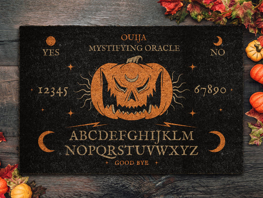 Halloween Pumpkin Ouija Board Coir Door Mat, Welcome Pumpkin Spice Halloween Front Door Mat, Outdoor Mats Funny Doormat, Halloween Decor Mat