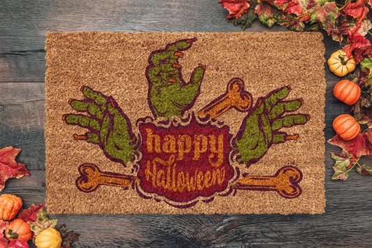 Halloween Happy Hands, Halloween Decor, Coir Door Mat, Welcome Mat, Front Door Mat, Outdoor Mats, Funny Doormat, Fall Welcome Mats, Coir Mat