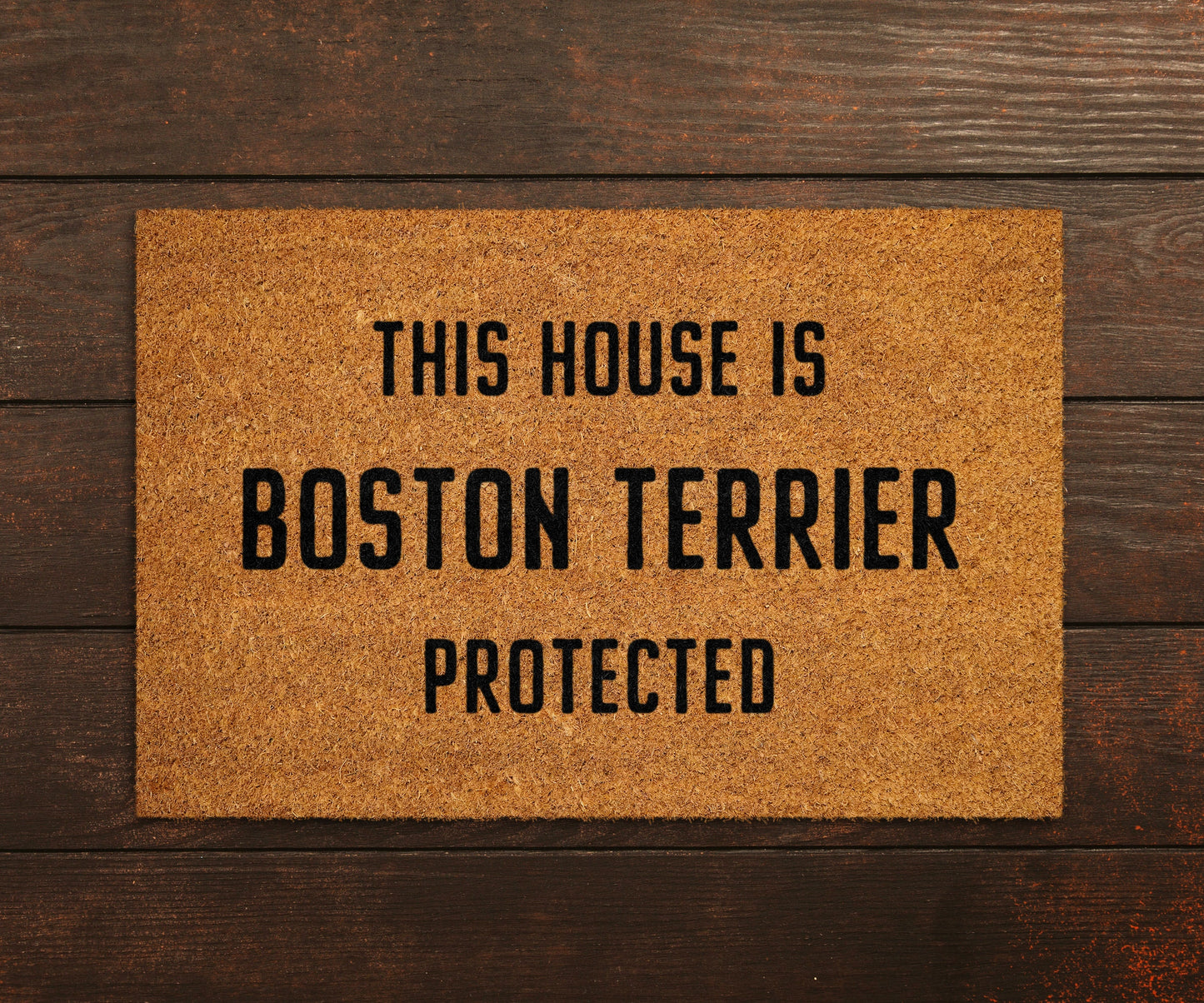 Boston Terrier Coir Door Mat, Funny Dogs Door Mat, Funny This House Boston Terrier Protected Doormat, Welcome Mats, Coir Mats