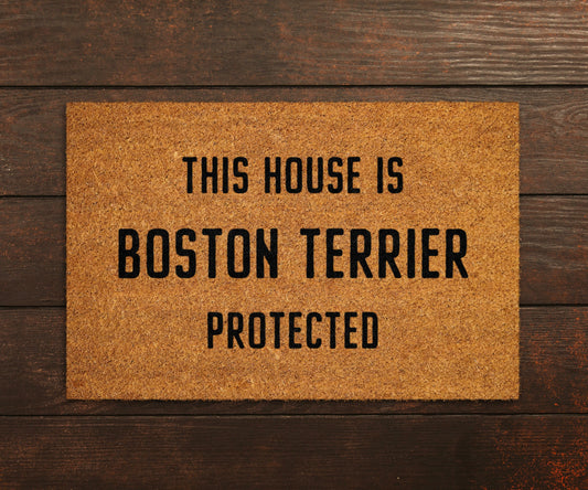 Boston Terrier Coir Door Mat, Funny Dogs Door Mat, Funny This House Boston Terrier Protected Doormat, Welcome Mats, Coir Mats