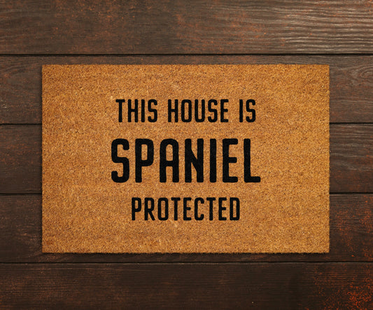 Spaniel Coir Door Mat, Funny Dogs Door Mat, Funny This House Spaniel Protected Doormat, Welcome Mats, Coir Mats