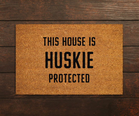 Huskie Coir Door Mat, Funny Dogs Door Mat, Funny This House Huskie Protected Doormat, Welcome Mats, Coir Mats