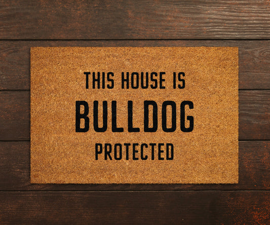 Bulldog Coir Door Mat, Funny Dogs Door Mat, Funny This House Boxer Protected Doormat, Welcome Mats, Coir Mats