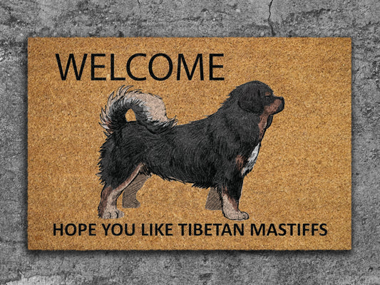 Tibetan Mastiffs, Welcome Tibetan Mastiffs Door Mats, Hope You Like Tibetan Mastiffs Coir Door Mats, Tibetan Mastiffs Outdoor Coir Mat