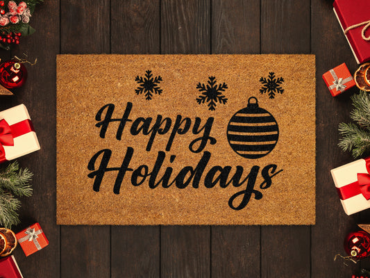 Christmas Doormat, Christmas Happy Holidays Coir Door Mat, Front Door Mat, Outdoor Mats, Funny Doormat, Welcome Mats, Coir Mats