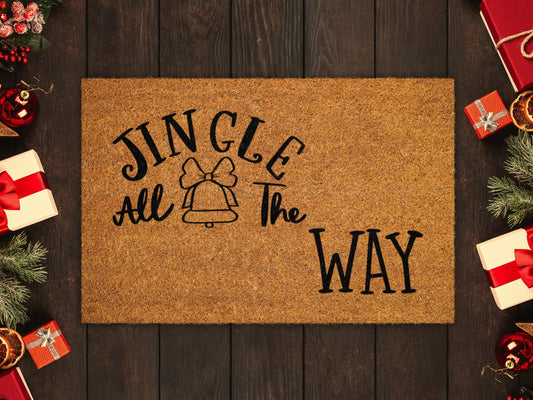 Jingle Way Christmas Doormats, Jingle All The Way Christmas Door Mat, Front Door Mat, Funny Christmas Doormat, Welcome Mats, Coir Mats