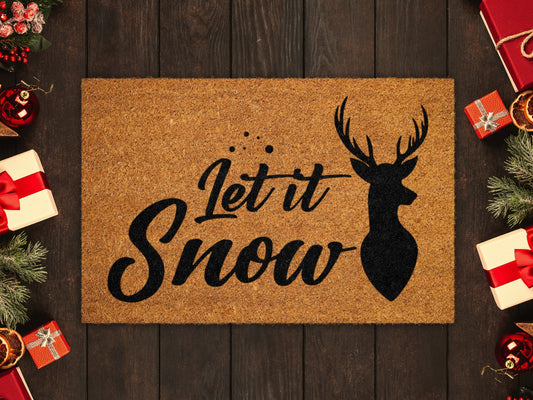 Christmas Let it Snow Doormat, Christmas Snow Coir Door Mat, Front Door Mat, Outdoor Mats, Funny Doormat, Welcome Mats, Coir Mats