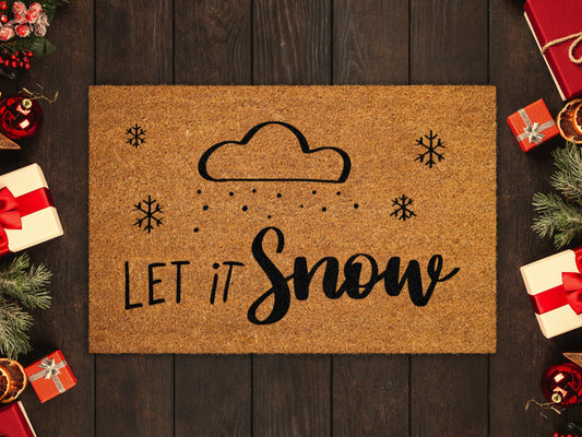 Christmas Let it Snow Doormat, Merry Christmas Coir Door Mat, Front Door Mat, Outdoor Mats, Funny Doormat, Welcome Mats, Christmas Coir Mats
