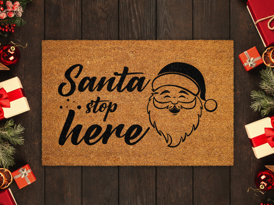 Christmas Santa Doormats, Santa Stop Here Christmas Door Mat, Front Door Mat, Funny Christmas Doormat, Welcome Mats, Coir Mats