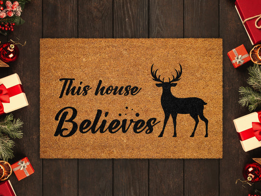 This House Believes Doormat, Merry Christmas Coir Door Mat, Front Door Mat, Outdoor Mats, Funny Doormat, Welcome Mats, Christmas Coir Mats