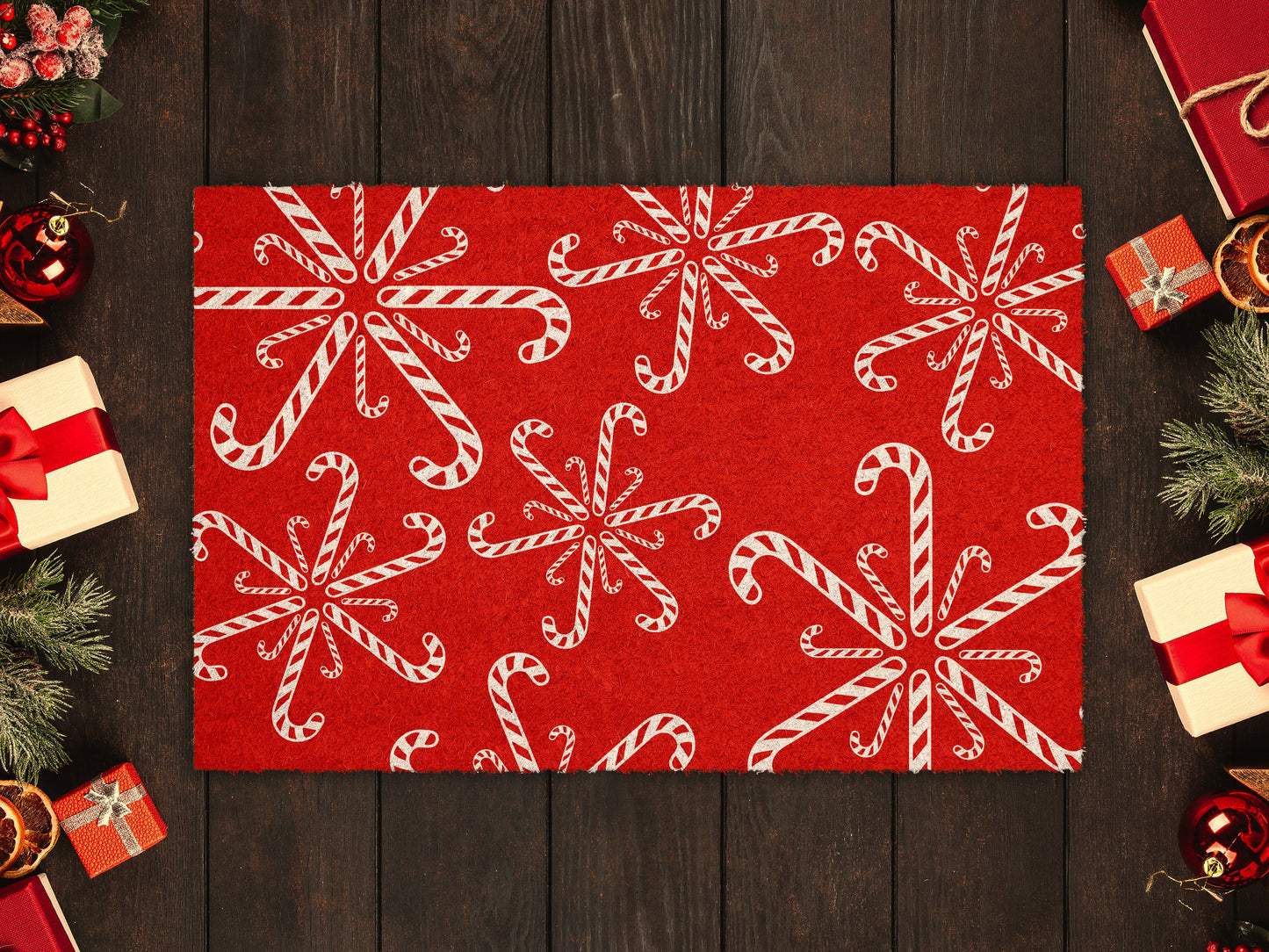 Christmas Peppermints, Christmas Snow Coir Door Mat, Front Door Mat, Outdoor Mats, Funny Doormat, Welcome Mats, Coir Mats