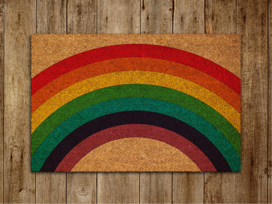 Under the Rainbow Door Mat, Rainbow Coir Door Mats, Funny Doormat, Welcome Rainbow Outdoor Mat