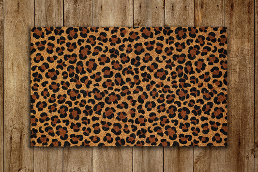 Leopard Pattern Welcome Door Mat, Leopard Welcome Coir Door Mats, Funny Doormat, Welcome Outdoor Mats