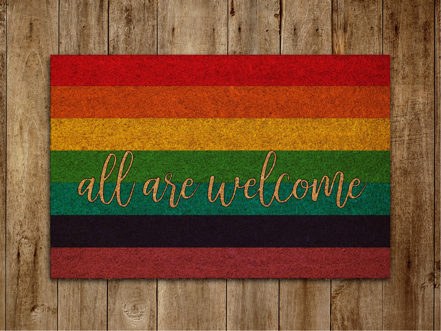Rainbow All are Welcome Door Mat, Rainbow Coir Door Mats, Funny Rainbow Doormat, Welcome Rainbow Outdoor Mat