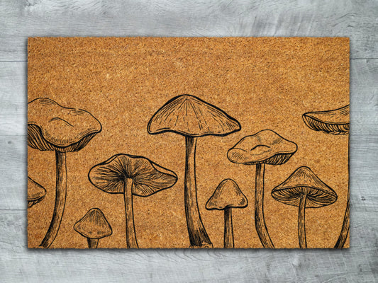 Mushroom Close Up Doormat, Welcome Mushroom Doormats, Mushrooms Doormats, Mushroom Coir Mats, Welcome Funny Mushroom Door Mats