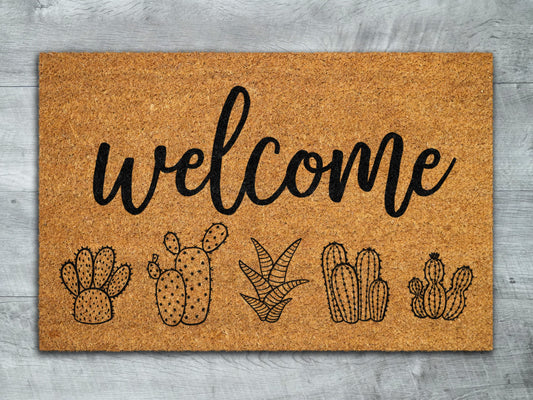 Welcome Cactus Mat, Welcome Coir Doormats, Cactus Doormats, Funny Cactus Coir Mats, Welcome Funny Cactus Door Mats