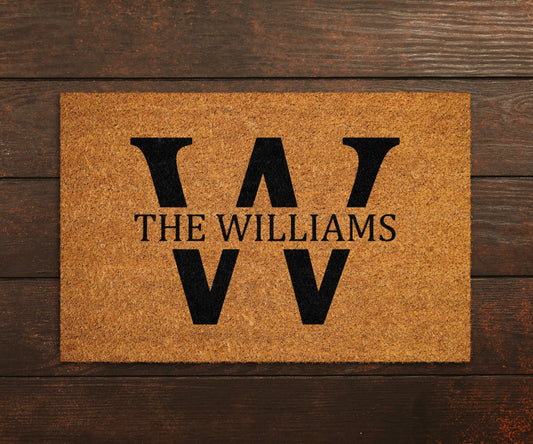 Custom Family Name and Initial Doormat, Personalized Family Doormat, Custom Name Initial Mat, Personalized Initial Door Mat, Wedding Gift