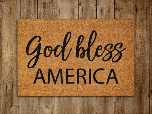 God Bless America Door Mat, God Bless America Door Mats, Funny Doormat, Welcome Outdoor Coir Mats Gift Doormat Housewarming Gift