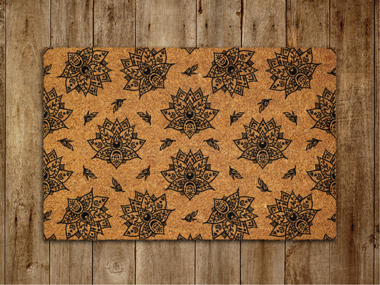 Wild Flowers Door Mat, Flowers Pattern Welcome Coir Door Mats, Funny Doormat, Welcome Outdoor Mat