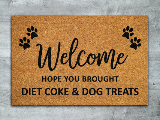 Diet Coke and Dog Treats Mat, Winer Door Mats, Funny Wine Doormat, Welcome Mats