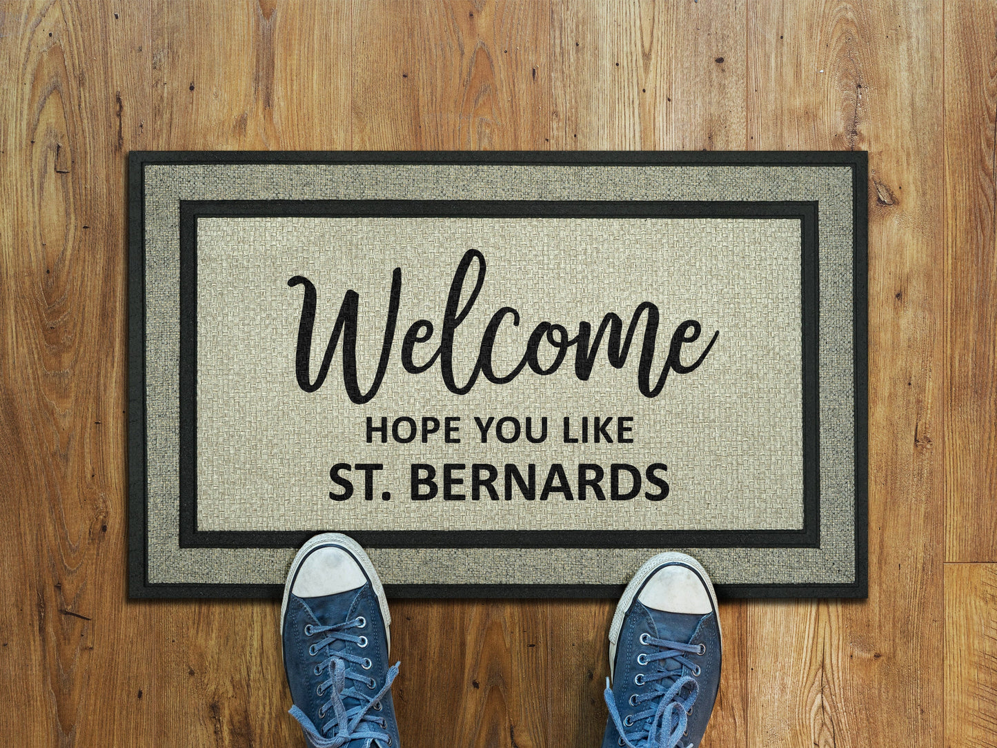 St. Bernards Doormat, St. Bernard Funny Dogs Door Mat, Funny St. Bernards Dogs Rubber Mat, Welcome St. Bernards Doormat