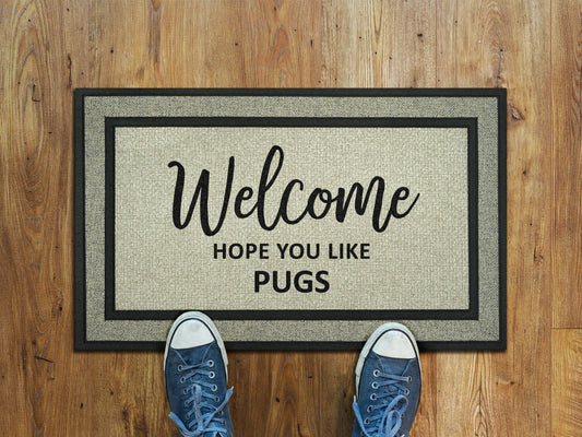 Pugs Doormat, Pug Funny Dogs Door Mat, Pugs Doormat, Funny Pug Dogs Rubber Mat, Welcome Pugs Mat