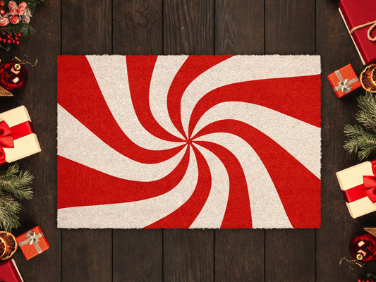 Christmas Peppermint, Christmas Snow Coir Door Mat, Front Door Mat, Outdoor Mats, Peppermint Funny Doormat, Welcome Mats, Coir Mats