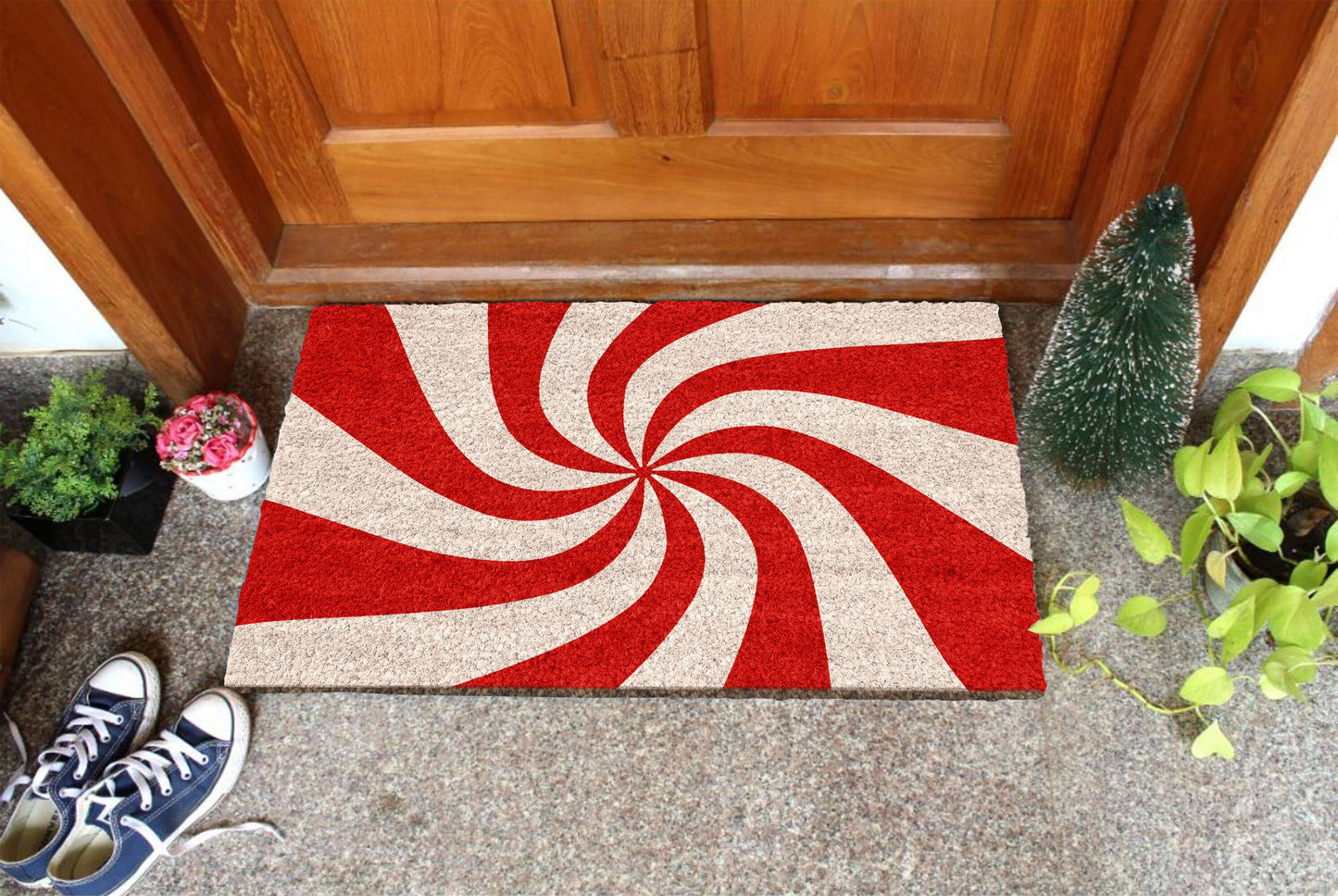 Christmas Peppermint, Christmas Snow Coir Door Mat, Front Door Mat, Outdoor Mats, Peppermint Funny Doormat, Welcome Mats, Coir Mats