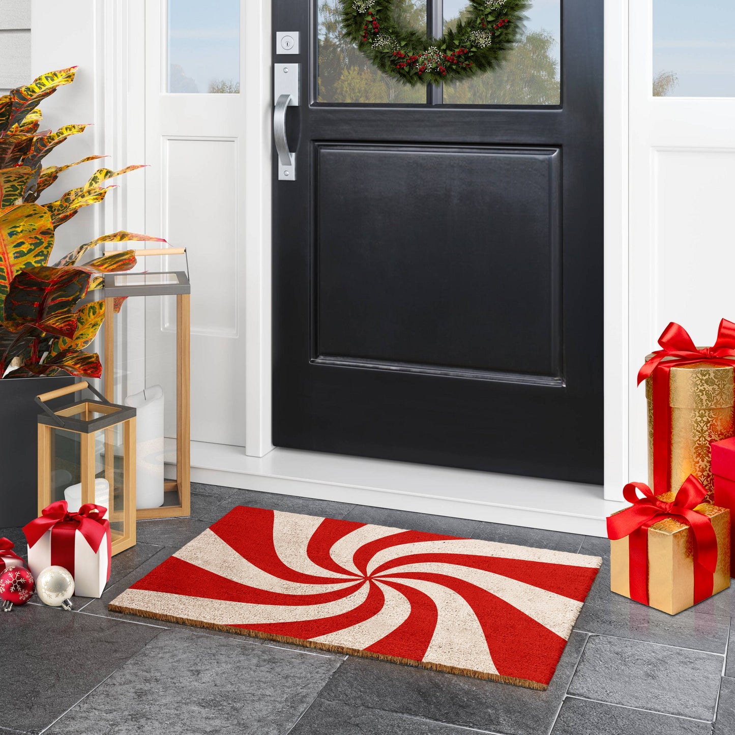Christmas Peppermint, Christmas Snow Coir Door Mat, Front Door Mat, Outdoor Mats, Peppermint Funny Doormat, Welcome Mats, Coir Mats