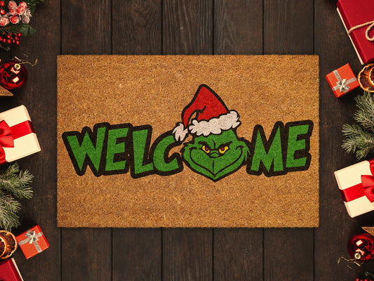 Christmas Grinch Welcome, Christmas Snow Coir Door Mat, Front Door Mat, Outdoor Mats, Grinch Funny Doormat, Welcome Mats, Coir Mats