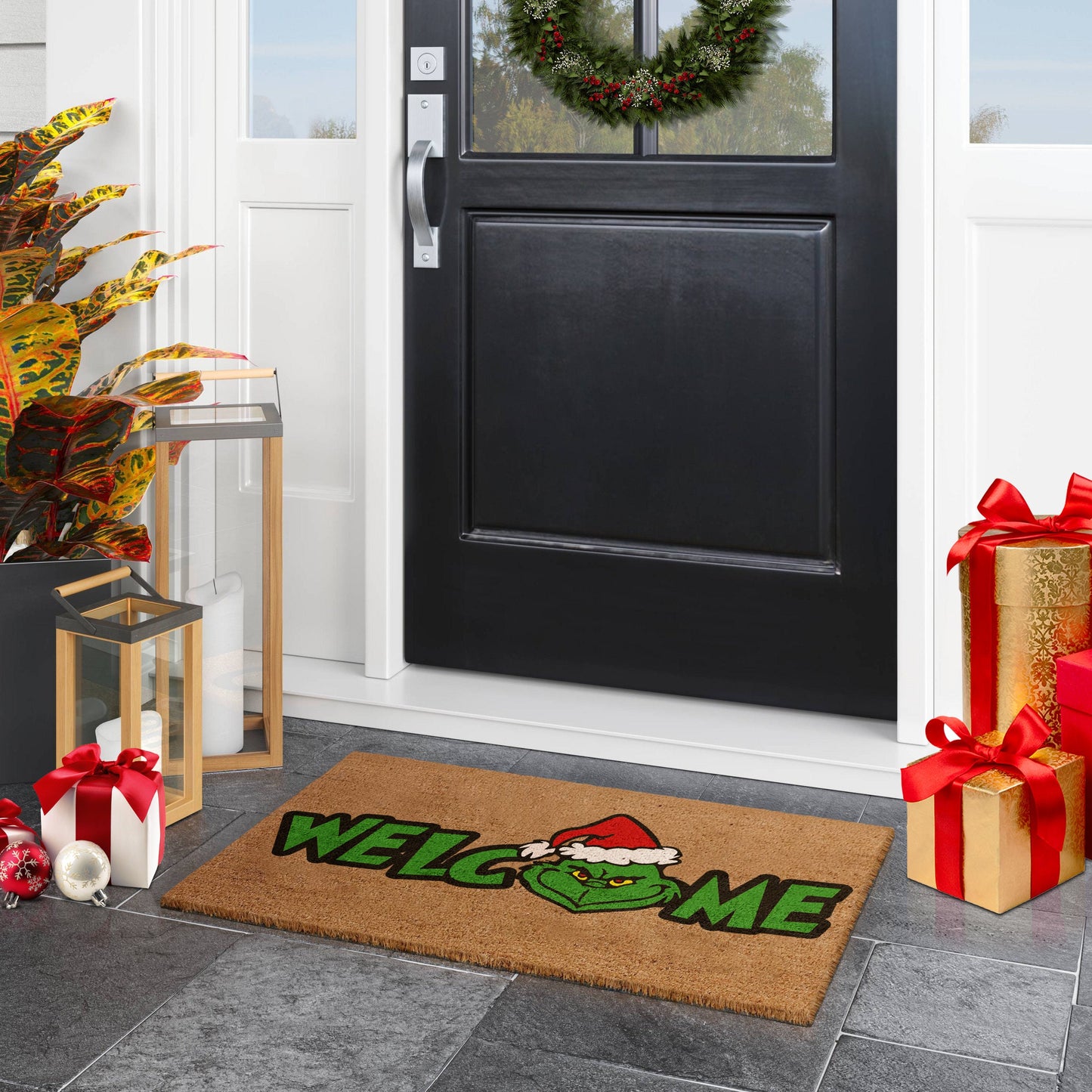 Christmas Grinch Welcome, Christmas Snow Coir Door Mat, Front Door Mat, Outdoor Mats, Grinch Funny Doormat, Welcome Mats, Coir Mats