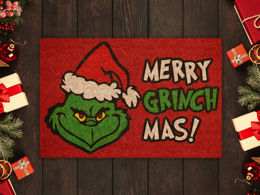 Christmas Merry Grinchmas, Christmas Snow Coir Door Mat, Front Door Mat, Mats, Grinchmas Funny Doormat, Welcome Mats, Coir Mats