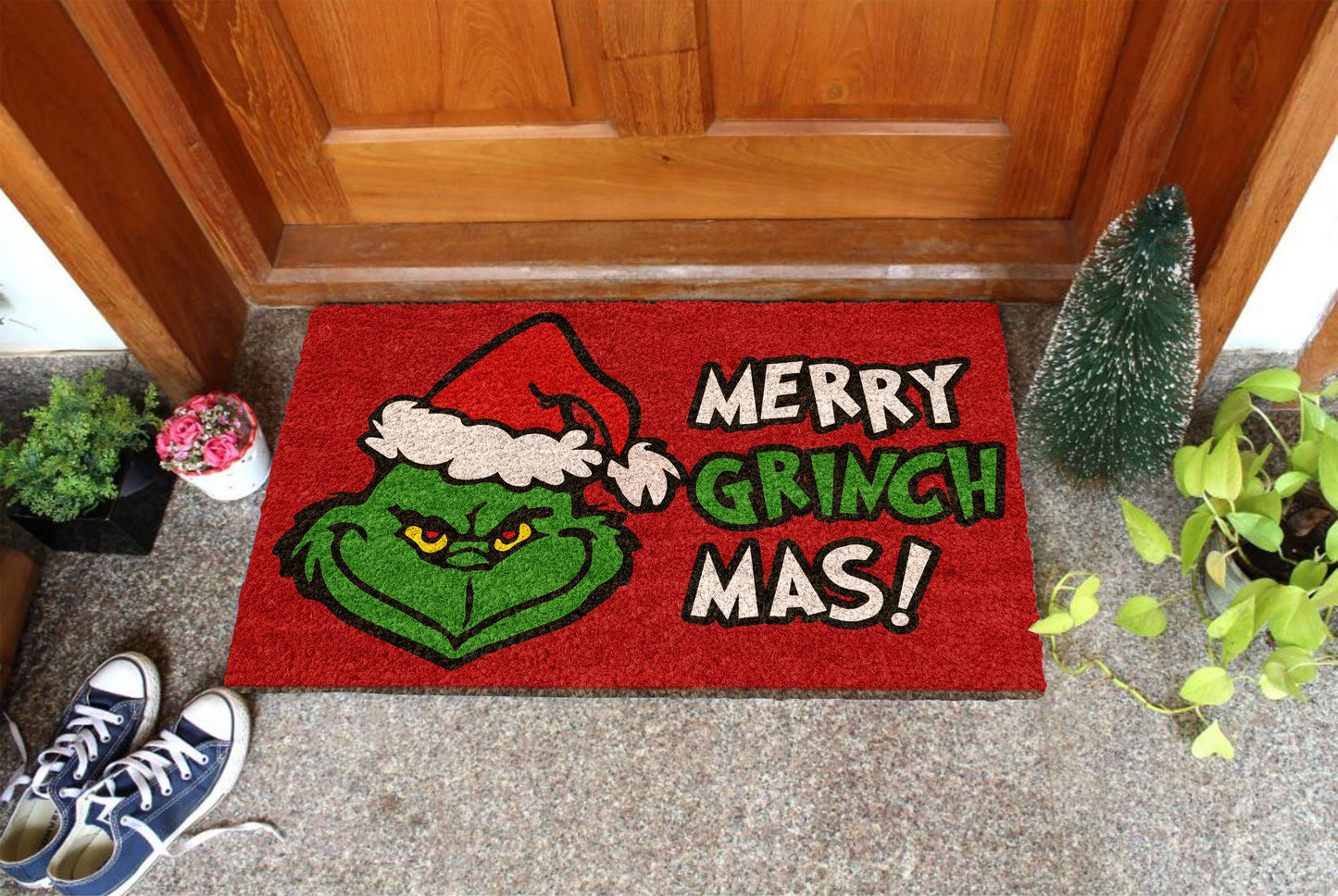 Christmas Merry Grinchmas, Christmas Snow Coir Door Mat, Front Door Mat, Mats, Grinchmas Funny Doormat, Welcome Mats, Coir Mats
