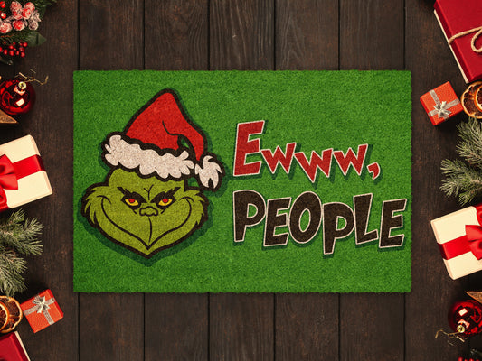 Christmas Grinch Ewww, People, Christmas Snow Coir Door Mat, Front Door Mat, Outdoor Mats, Funny Doormat, Welcome Mats, Coir Mats